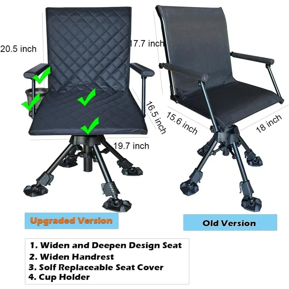 Silent Swivel Stable Portable Ground Folding Outdoor Camping Fishing Hunting Blind Chair