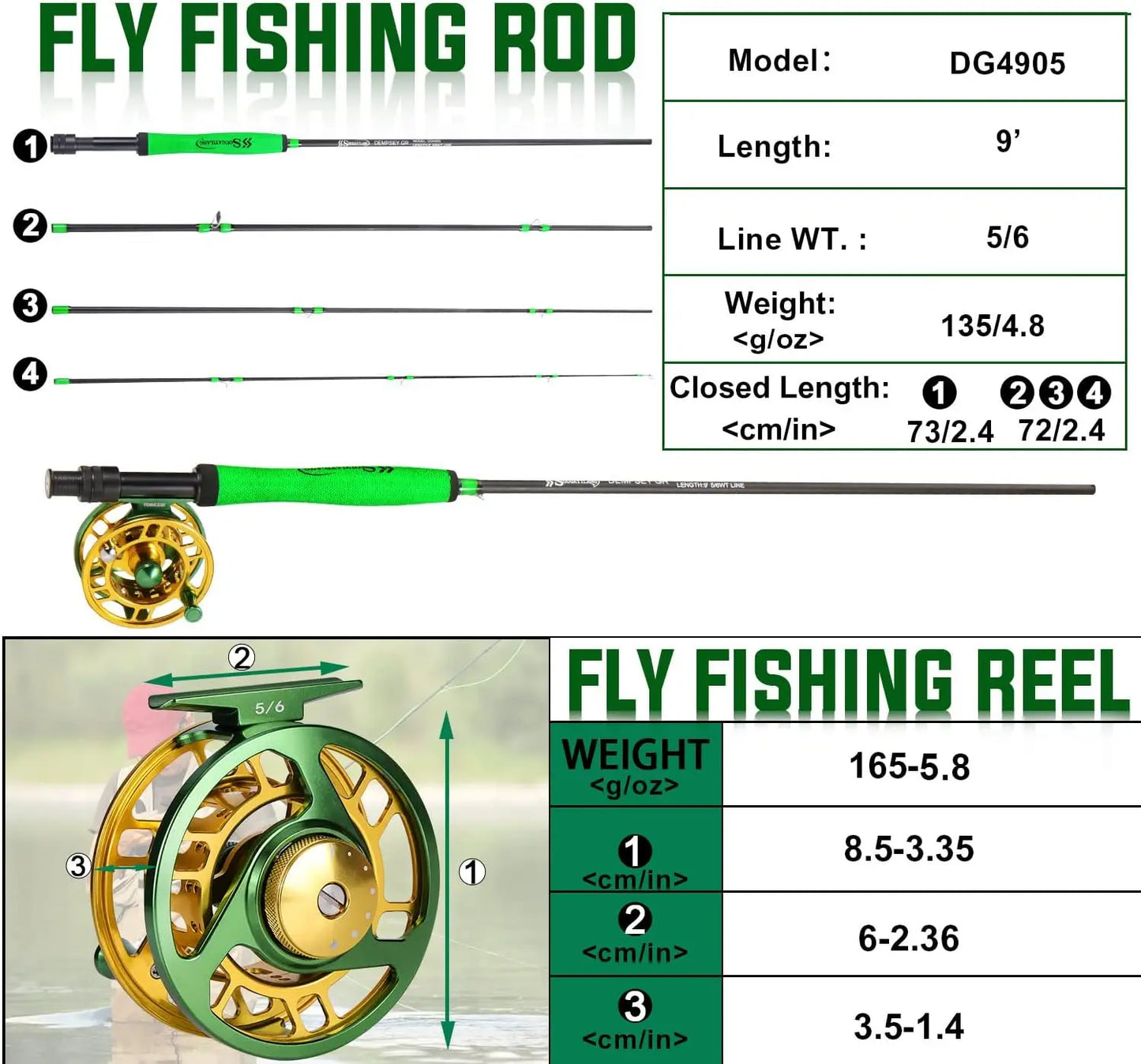 Complete Fly Fishing Starter Kit with 9' Rod, Reel, Line, Flies & Case for Trout & Salmon