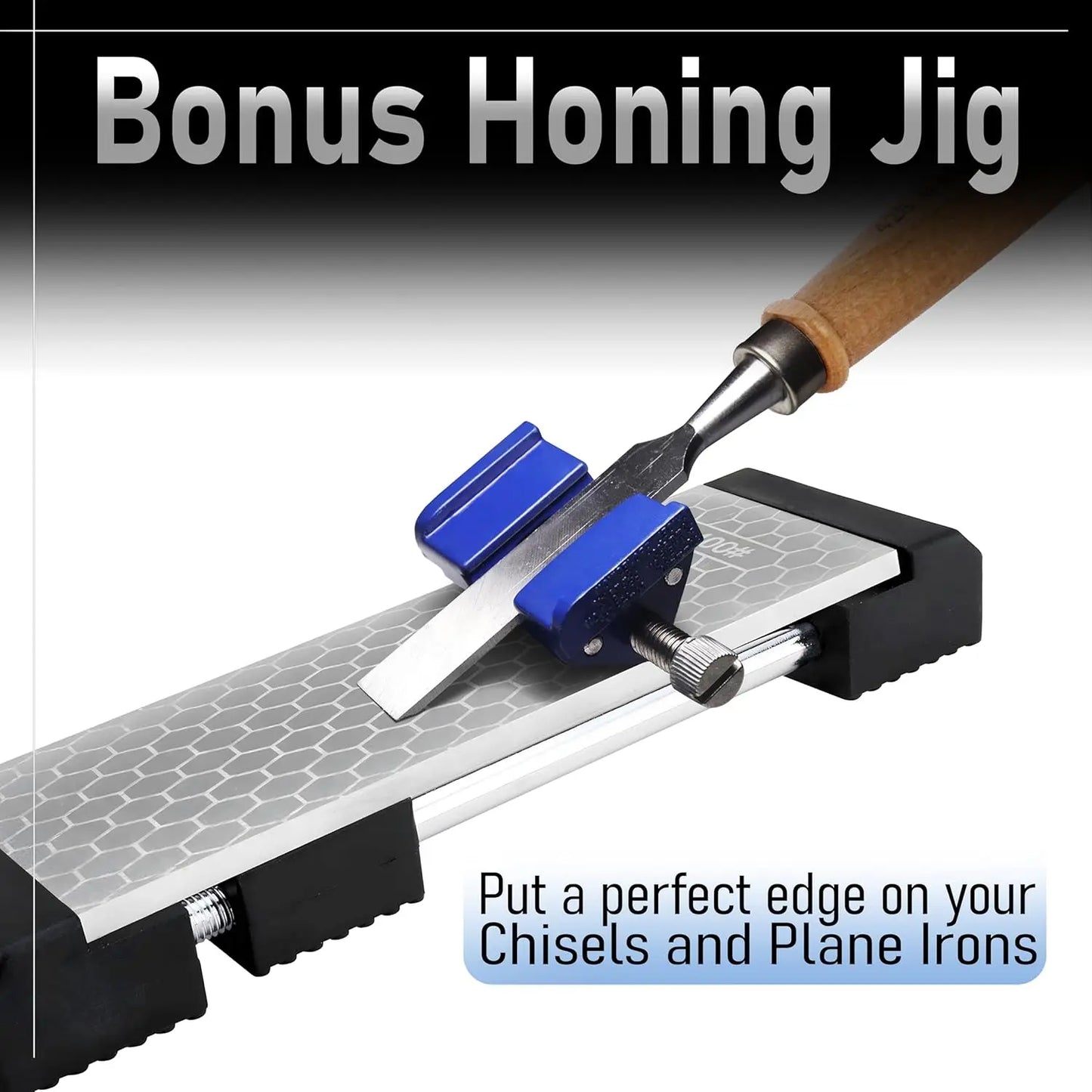 Diamond Whetstone Knife Sharpener Kit - Coarse 325/Fine 1200 Grit with Non-Slip Base & Angle Guide for Tools