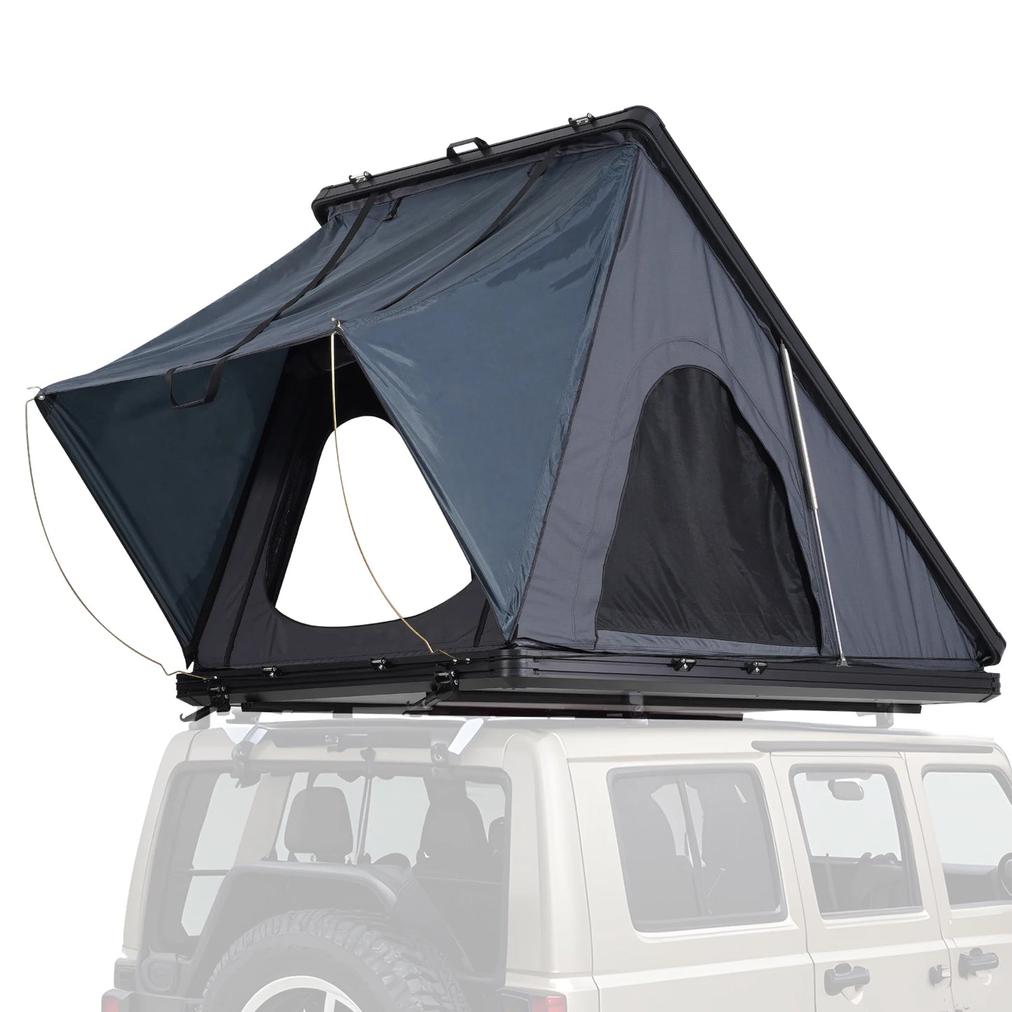 SucceBuy Rooftop Tent Hard Shell Roof Top with Telescopic Ladder Thick Mattress Waterproof Windproof for Jeep Van Pickup Truck
