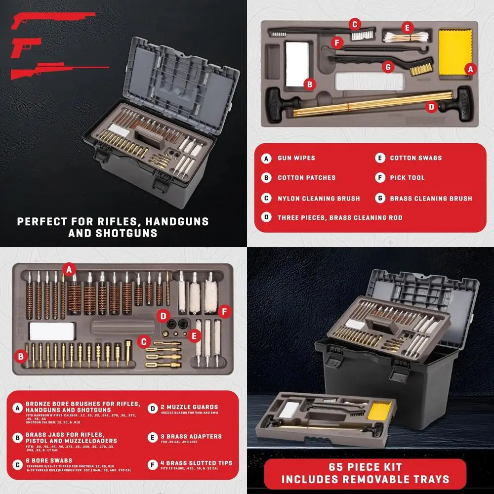 Allen Company Universal Gun Cleaning Kit and Tool Box - Rifle, Shotgun, and Handgun Cleaner - 65-Piece - Firearm Accessories for