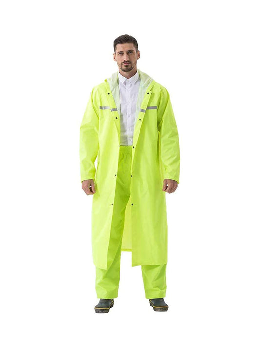 Pahajim Long Hooded Safety Rain Jacket Rain Suit Waterproof Raincoat for Men and Women Outdoor All-Sport Breathable