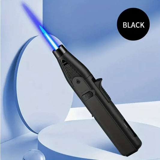 1300° torch lighter with a safety lock, blue flame, bright flame lighter, refillable with butane gas, windproof jet flame, cool