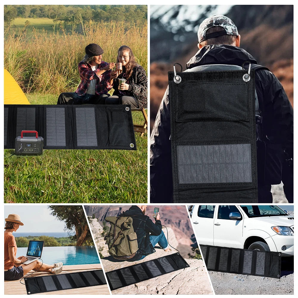 Portable Polysilicon Solar Panel Charger USB 40W 5V DC Foldable Solar Panel For Phone Charge Power Bank For Hiking Camping
