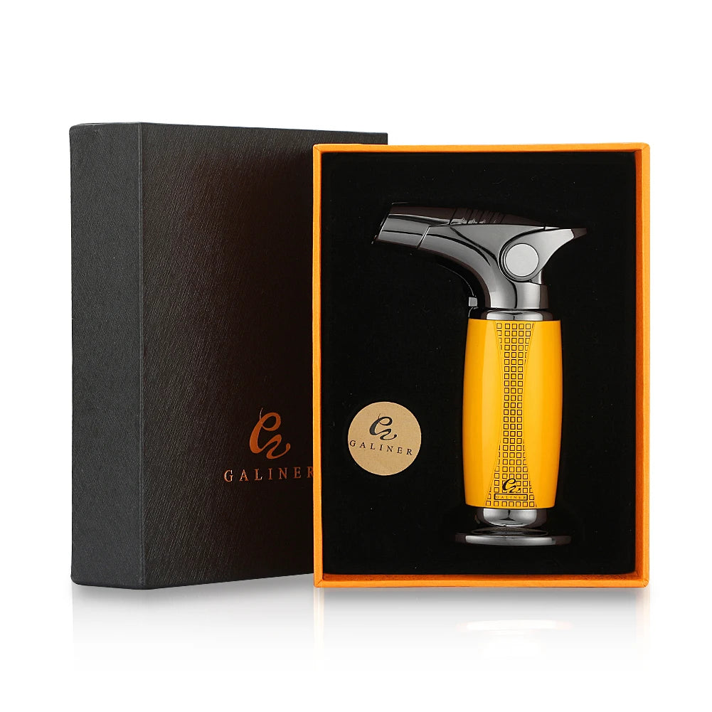 Galiner Windproof Metal Cigar Lighter 1 Jet Flame Butane Gas Gun Lighters Smoking Refillable Gift Box