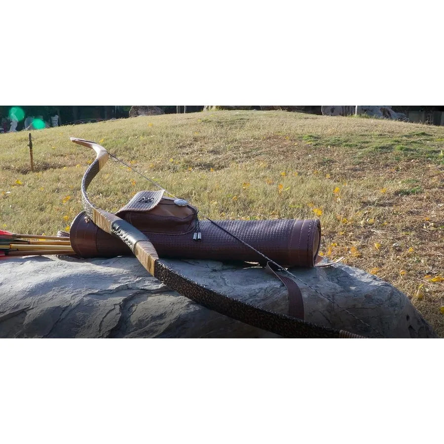 TOPARCHERY Black Hunter Traditional Recurve Bow 53'' Archery Hunting Handmade Horse Bow Longbow 30-50 lbs