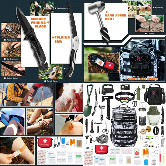 Professional Survival Gear Set - First Aid Kit and Large Camping Backpack, Camping Equipment for Adventure Outdoor Hiking Advent
