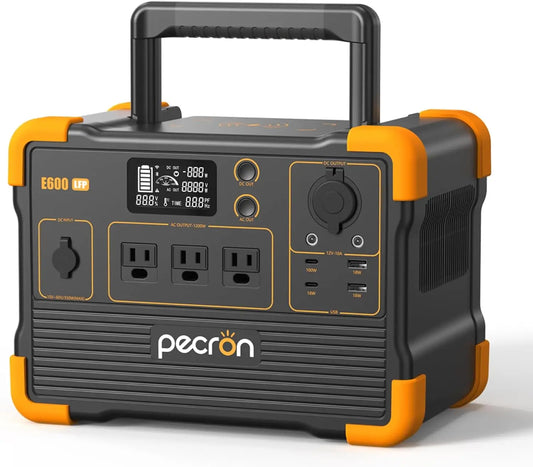 E600LFP Portable Power Station, 614Wh LiFePO4 Battery, 1200W AC Outlet, Solar Generator for Camping Emergency Home RV