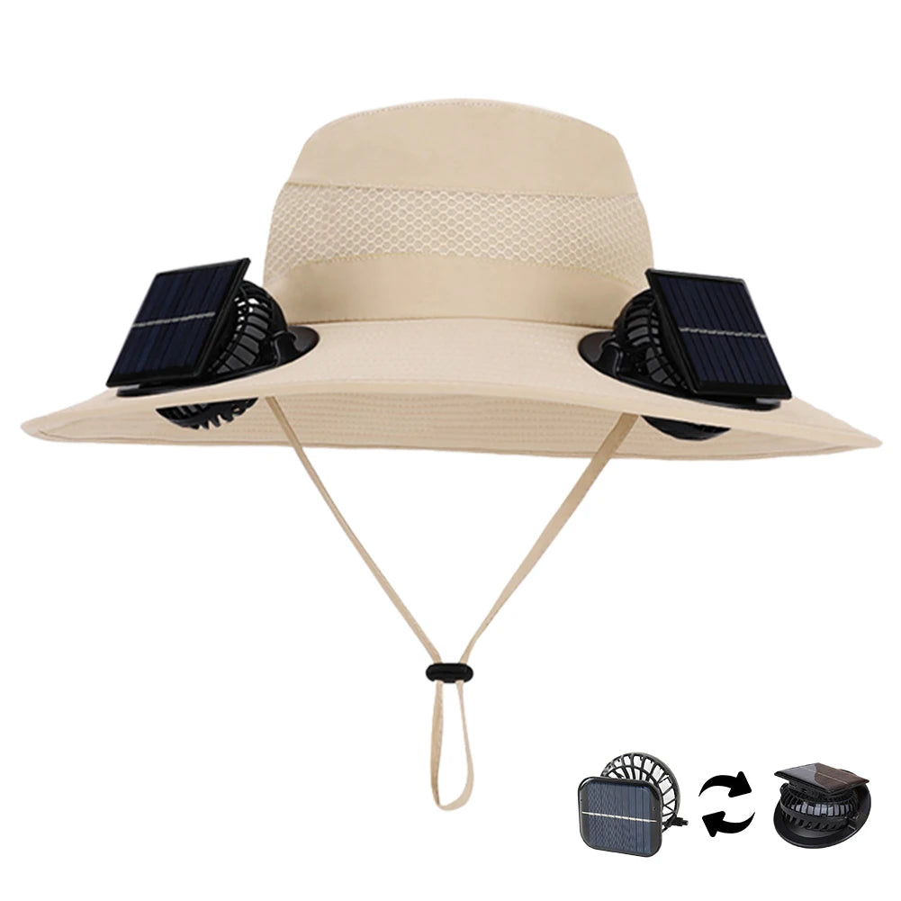 Solar Fan For Outdoor Camping Fishing Hiking Sunscreen Fisherman Hat Solar Fan Cap Portable Solar Charging Cap with Fan Suitable