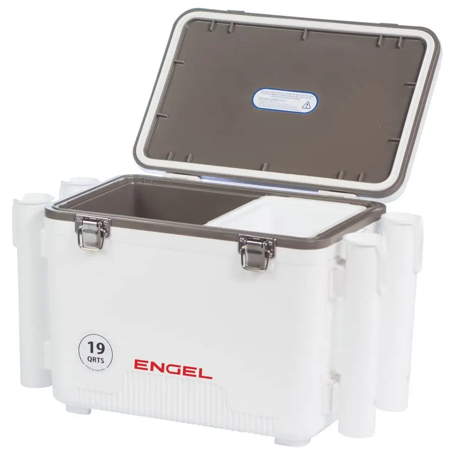 UC19 19qt LeakProof, Air Tight, Fishing Drybox Cooler with Builtin Fishing Rod Holders, Also Makes The Perfect Small Hard Shell