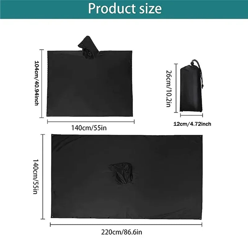 Outdoor 3 In 1 Military Raincoat Hooded Sleeve Waterproof Rain Poncho Motorcycle Rain Cover Camping Hiking Travel Rainwear Tent