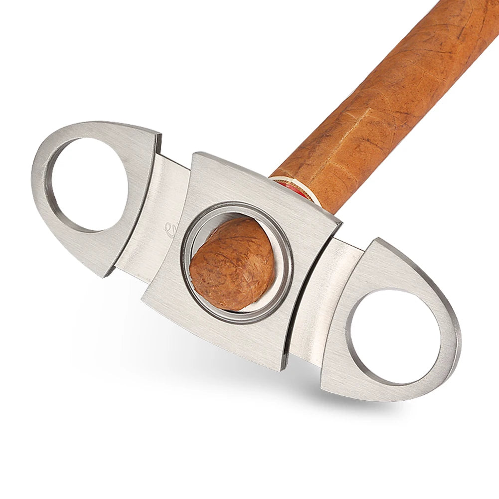 Windproof Butane Lighter Cutter Cigar Accessories Set Metal  Gas Torch Lighters Stainless Steel Sharp Cigar Cutter