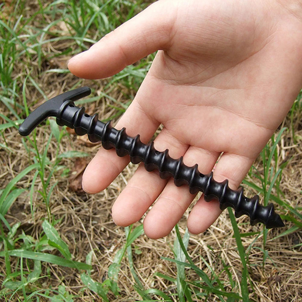 10pcs/set Windproof Fixed Ground Nails Camping Peg Screw Stakes Hiking Tent Pins for Mountaineering Fishing 14.5x7cm
