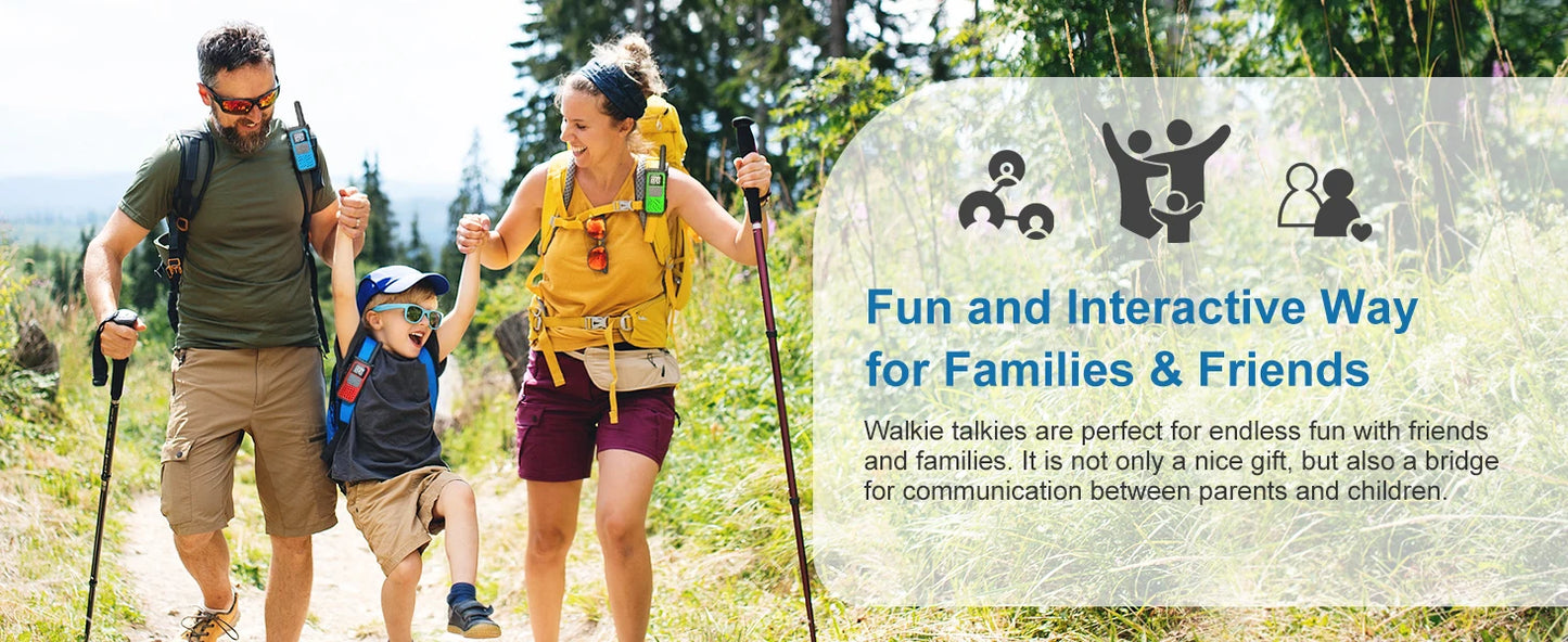 2/3/4 Pack Walkie Talkies for Adults and Kids, Long Range Rechargeable 2 Way Radios with VOX for Camping Hiking Cycling