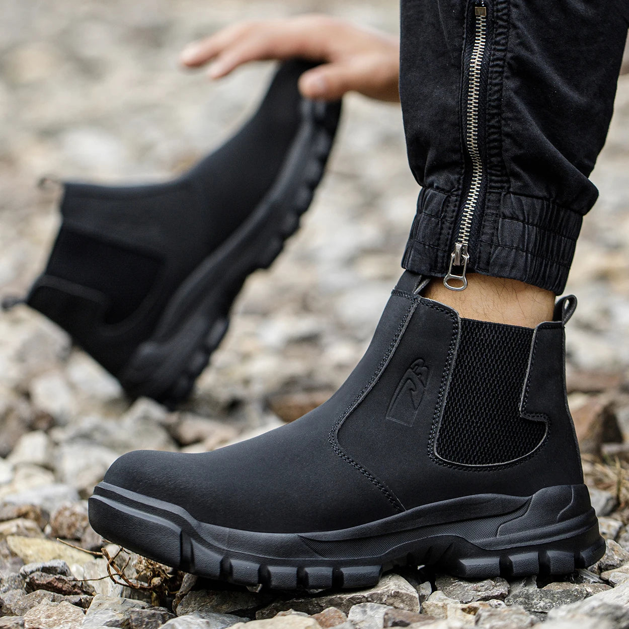 Waterproof Safety Shoes Men's Work Steel Toe Caps Male Indestructible Protective Puncture-Proof Security Footwear Work Boots