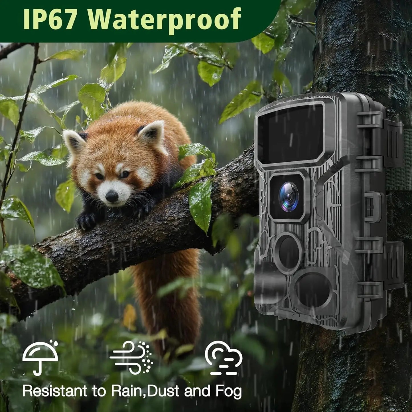 Trail Camera 4K 64MP WiFi Bluetooth, Night Vision Wildlife Hunting Camera, 0.1s Trigger, IP67 Waterproof, 130° Wide Angle