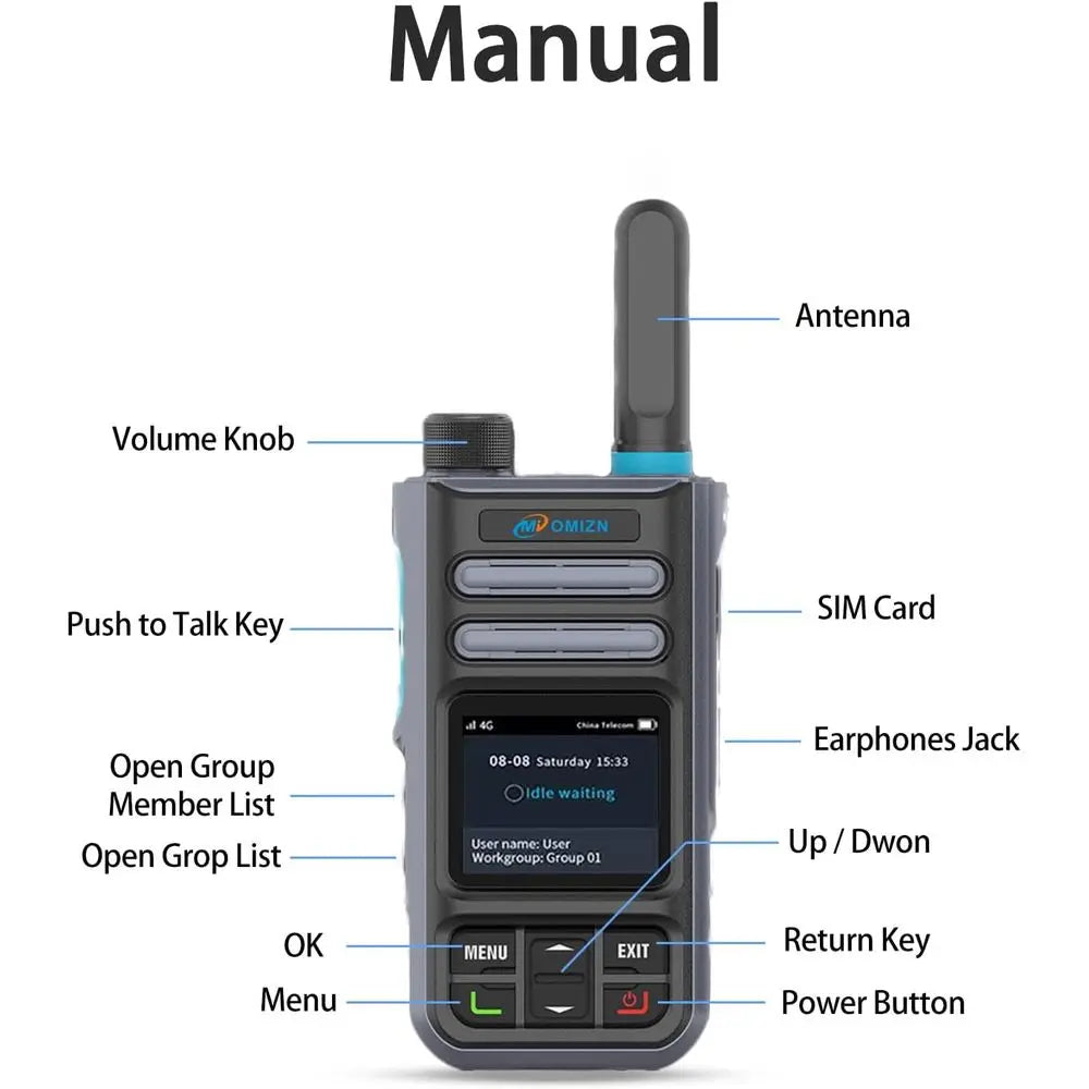 4G LTE Android Smart Walkie Talkie with Unlimited Range, Lifetime Free, Support Zello, WiFi, Bluetooth, GPS, IP65, Type-C, 2 Pac