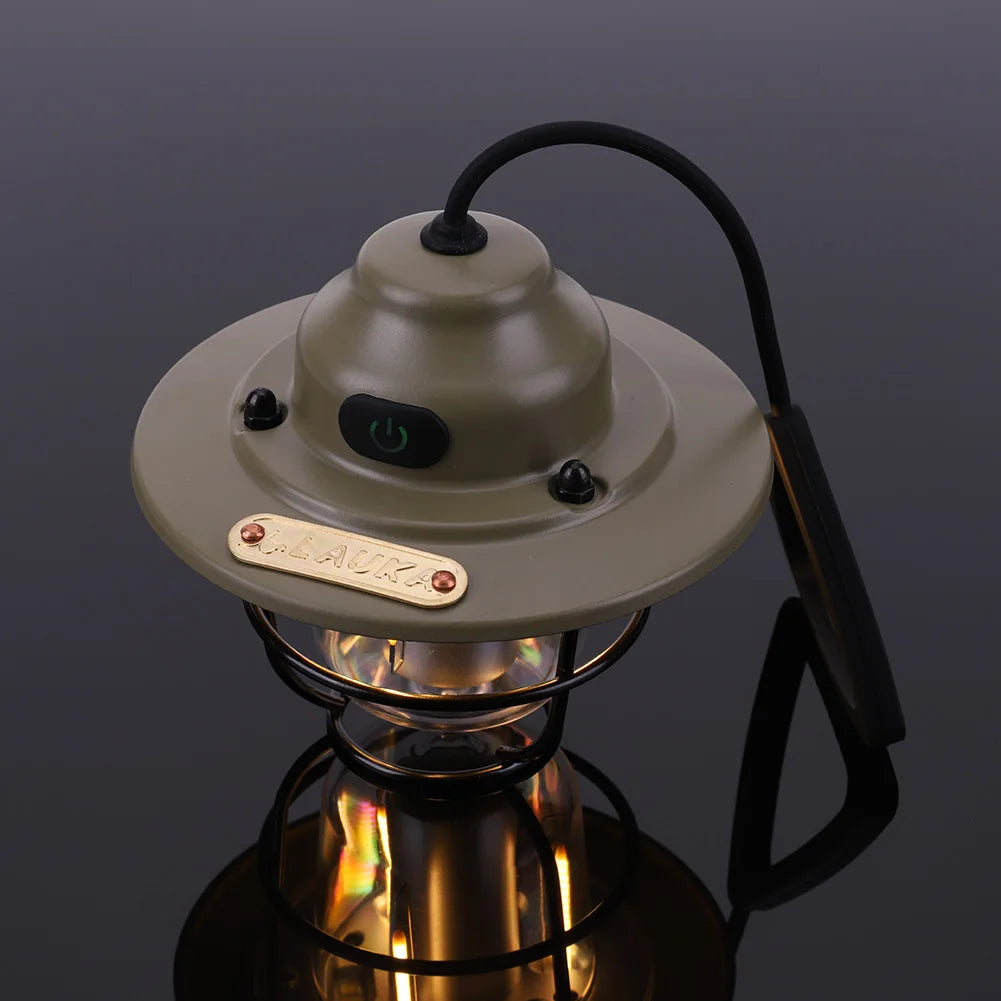 LED Camping Lamp 1200mAh Emergency Light Lantern Stepless Dimming Retro Atmosphere Chandelier Type C Charging for Fishing Hiking