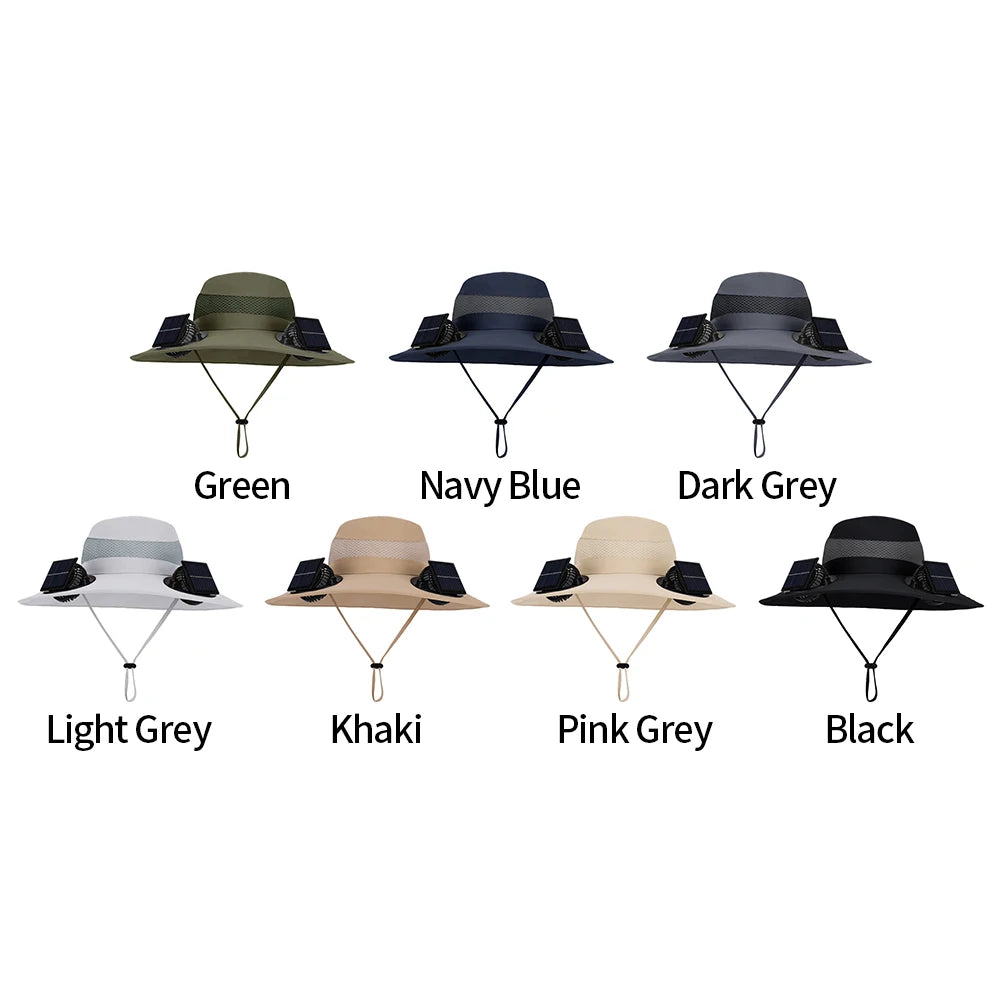 Solar Fan For Outdoor Camping Fishing Hiking Sunscreen Fisherman Hat Solar Fan Cap Portable Solar Charging Cap with Fan Suitable