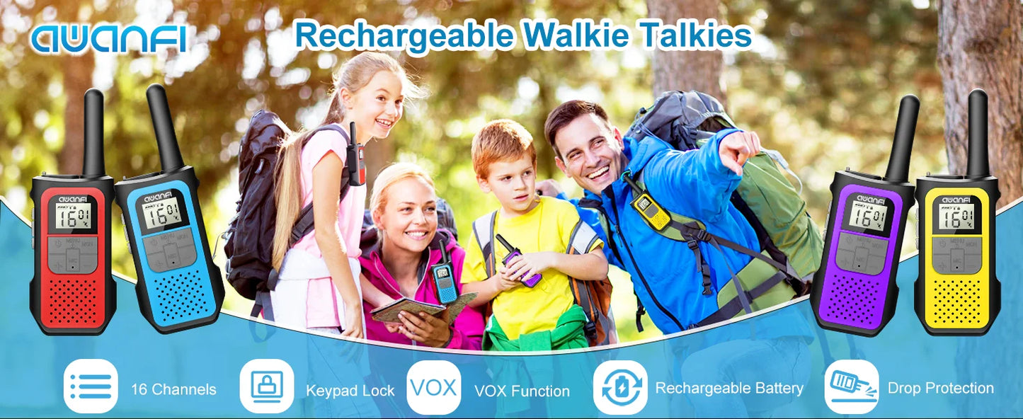 2/3/4 Pack Walkie Talkies for Adults and Kids, Long Range Rechargeable 2 Way Radios with VOX for Camping Hiking Cycling