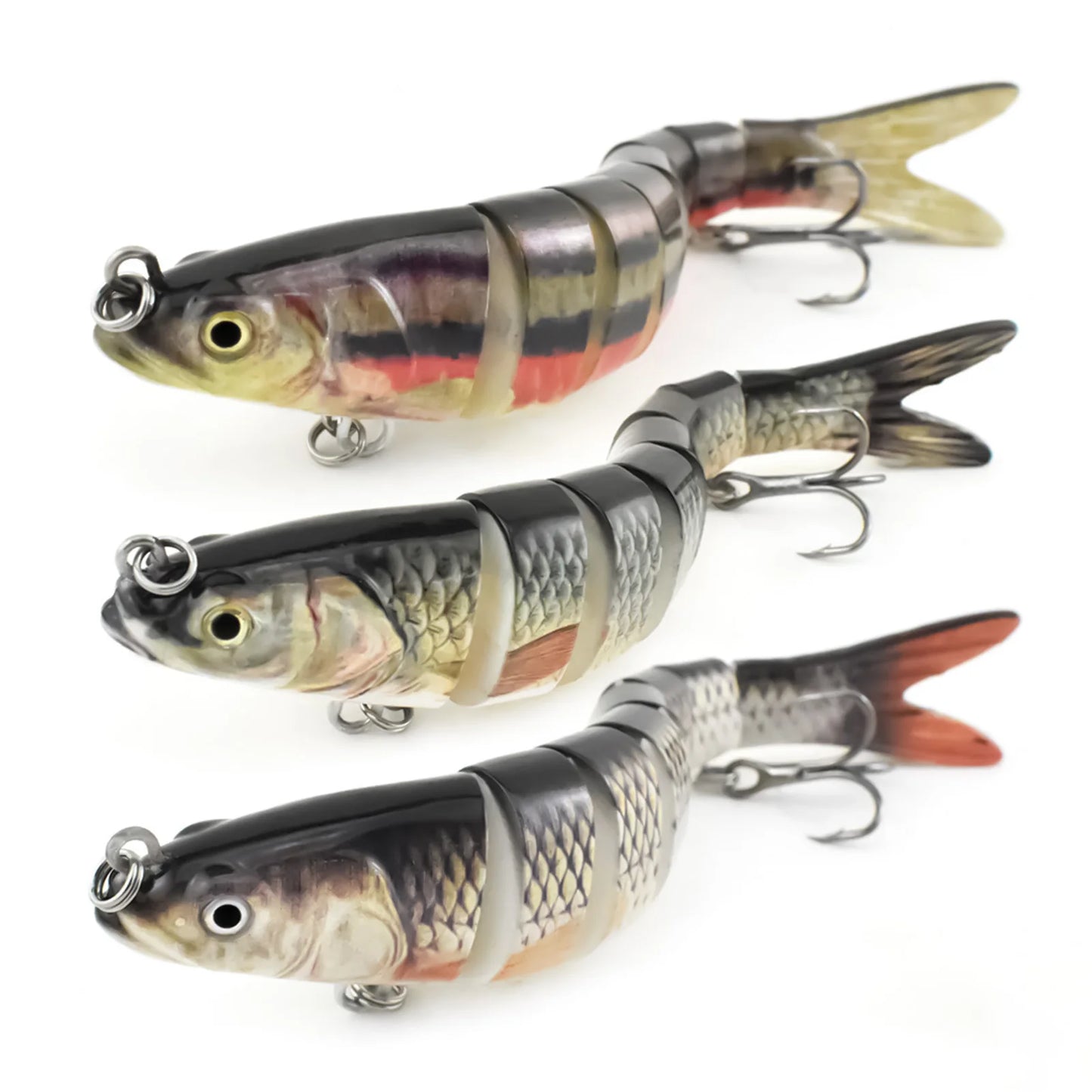 14cm 8 Section Hard Lure Bait Set 3PCS ABS Plastic Realistic Multi Joint Fishing Lure for Bass Trout Saltwater Freshwater