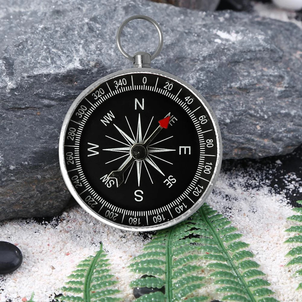 Outdoor Pocket Compass Portable Outdoor Orientation Navigation Compass Silver for Outdoor Camping Hiking Sports Navigation