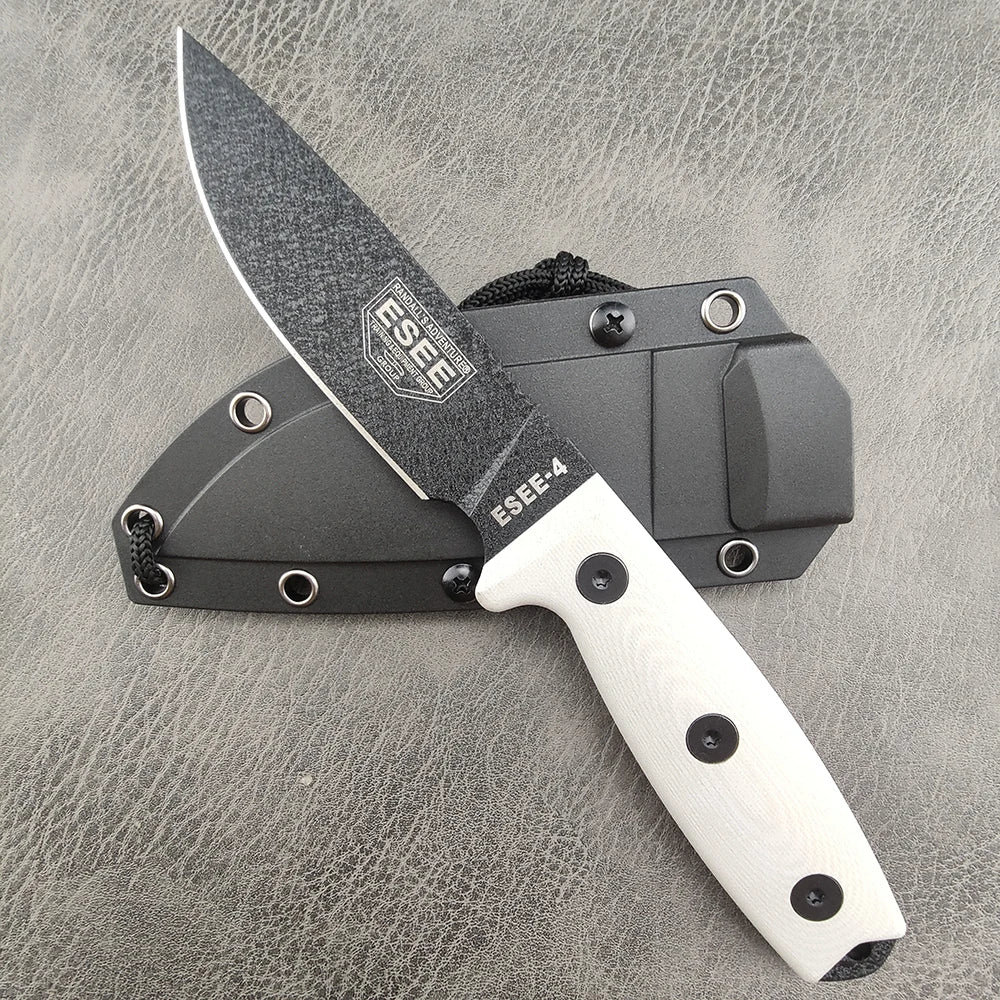 ESEE 4 EDC Straight Knife D2 Blade G10 Handle Kydex Sheath Jungle Adventure Camping Picnic Trekking Climbing Portable Fruit Cutting Tool Fishing Forest Exploration Mountain Trip Wild Camping Field Harvest Outdoor BBQ Handcraf