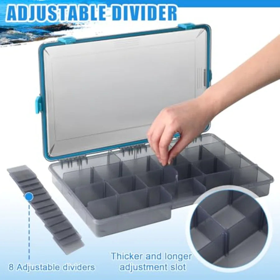 6 Pack Fishing Tackle Boxes Waterproof 3600 and 3700 Tackle Trays with Removable Dividers Plastic Lures Terminal Storage Organi
