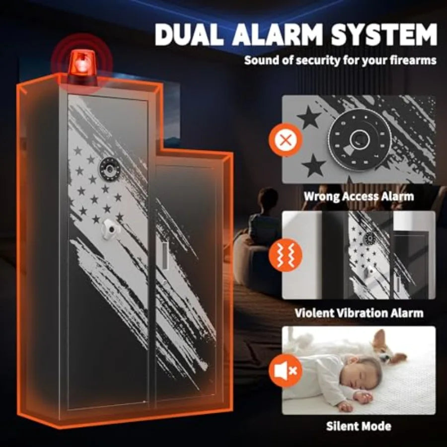 2025 New Large Home Gun Safe for Rifles and Pistols with Detachable Racks and 4 Pistol Pockets Ideal for Secure Storage of Long