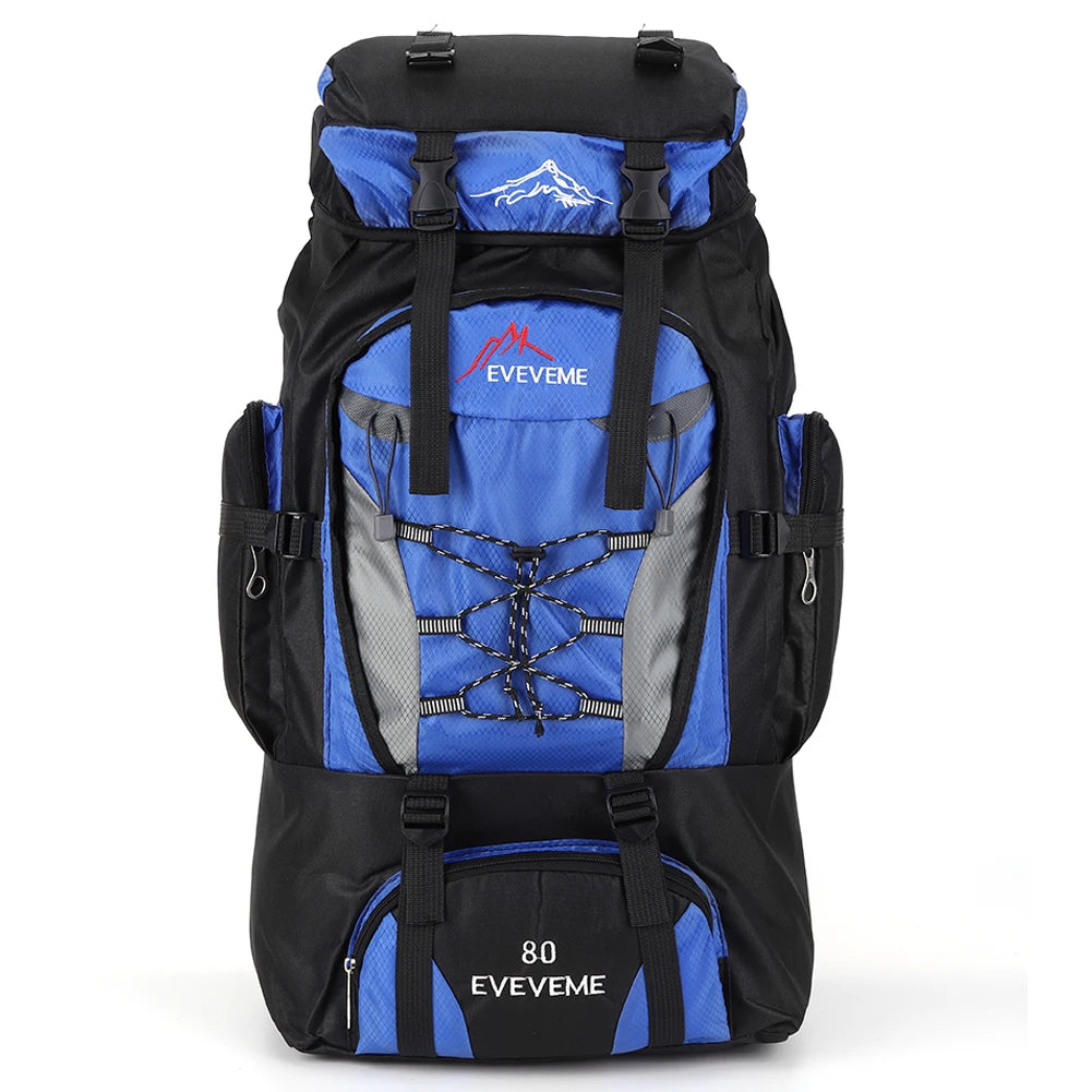 Waterproof 80L Large Capacity Mountain Climbing Backpack Canvas Trekking Camping Fishing Hiking Adjustable Strap OutdoorRucksack