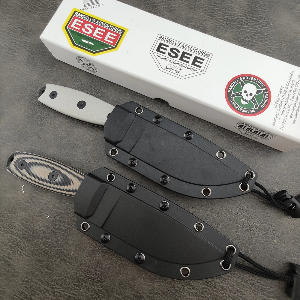 ESEE 4 EDC Straight Knife D2 Blade G10 Handle Kydex Sheath Jungle Adventure Camping Picnic Trekking Climbing Portable Fruit Cutting Tool Fishing Forest Exploration Mountain Trip Wild Camping Field Harvest Outdoor BBQ Handcraf