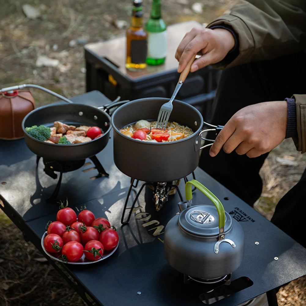 3PCS Outdoor Camping Pot Set 2-3 Person Outdoor Cookset Cooking Kit with Mesh Bag for Camping Backpacking Outdoor Cooking Picnic