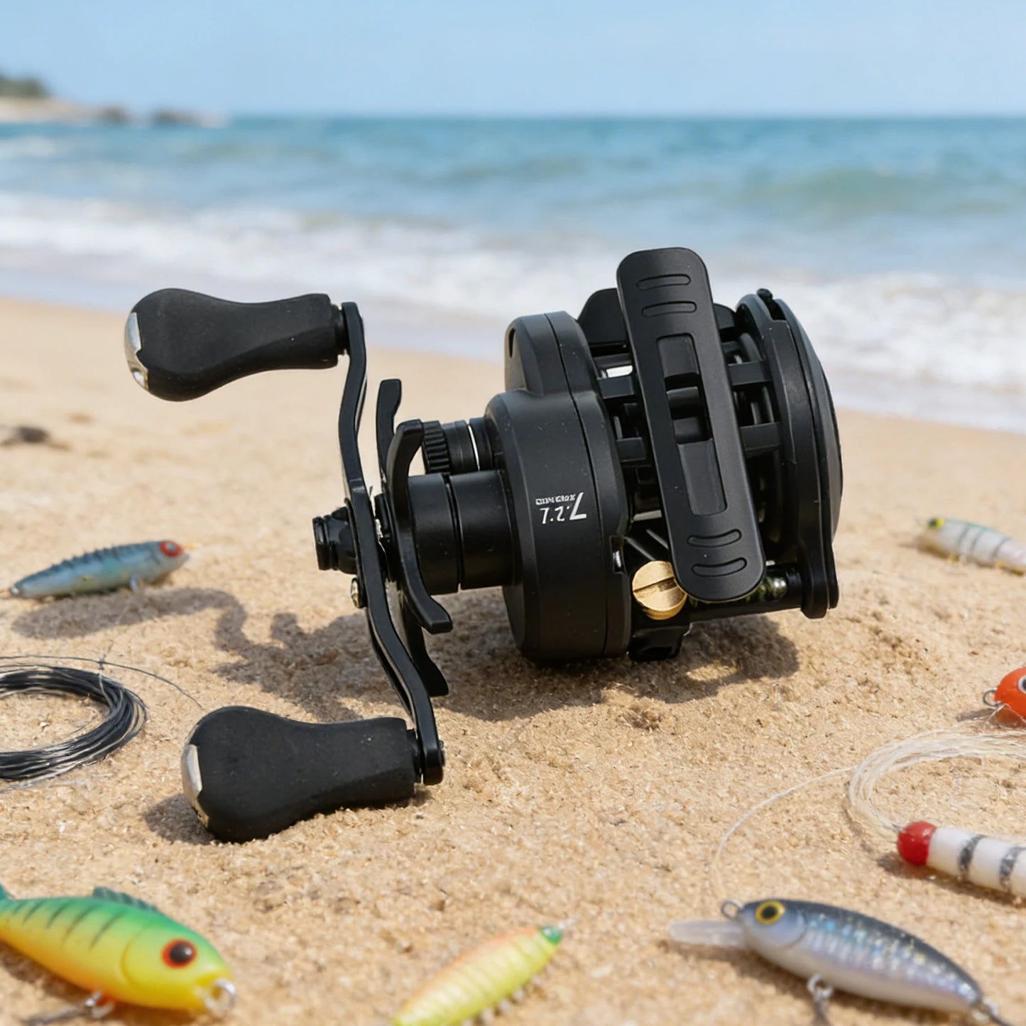 DC Fishing Reel Long Cast Self‑Charging Anti Backlash Electronic Brake Baitcasting Reel Smooth Casting Sound 7.2:1 Ratio