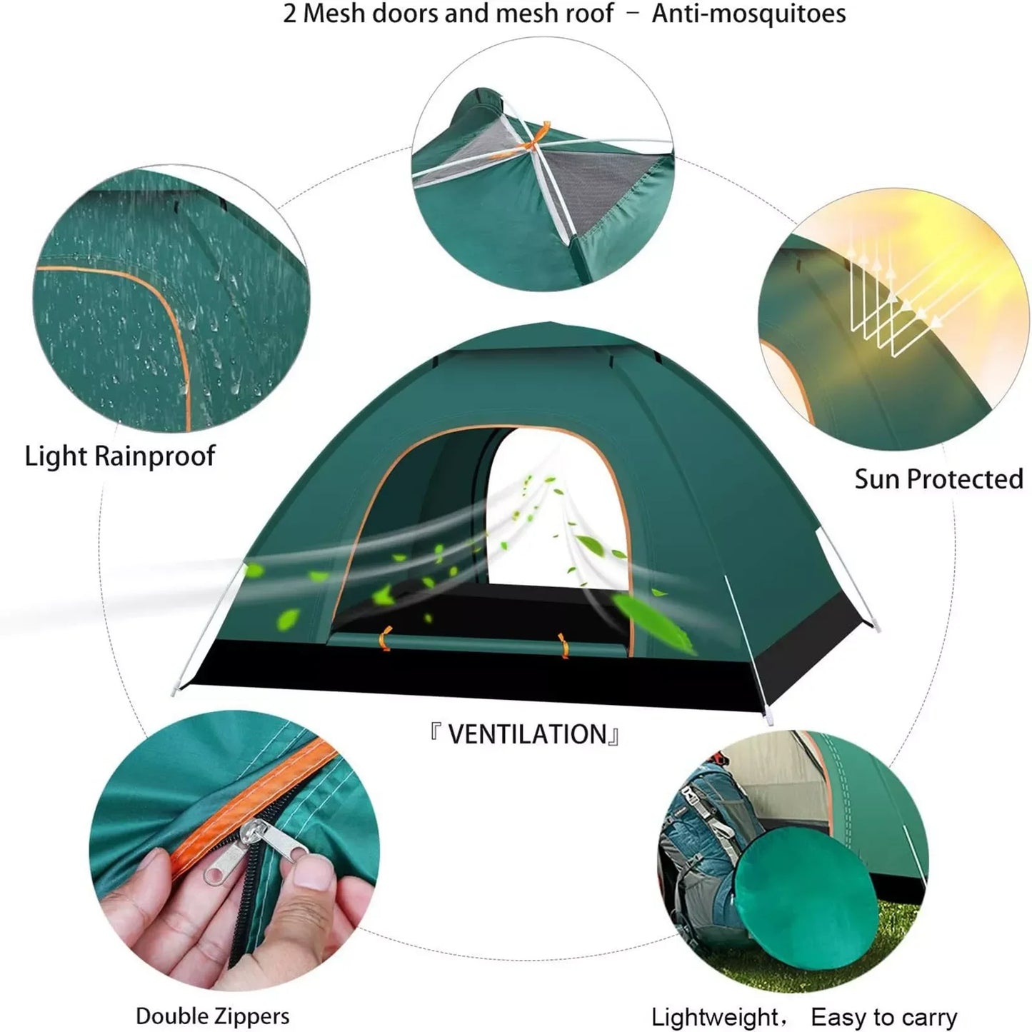 Automatic Pop Up Outdoor Camping Hiking Waterproof Sun Proof Tent Portable Backpacking Folding Tents Travelling Tools 2-3 Person