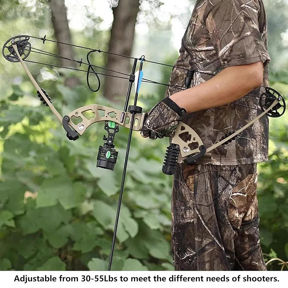 30-55lbs Adjustable Compound Bow Set Hunting Let-off 70% Carbon Arrows 310fps Archery Target Shooting Left/Right Accessories US