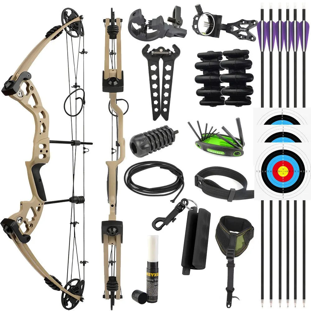 30-55lbs Adjustable Compound Bow Set Hunting Let-off 70% Carbon Arrows 310fps Archery Target Shooting Left/Right Accessories US