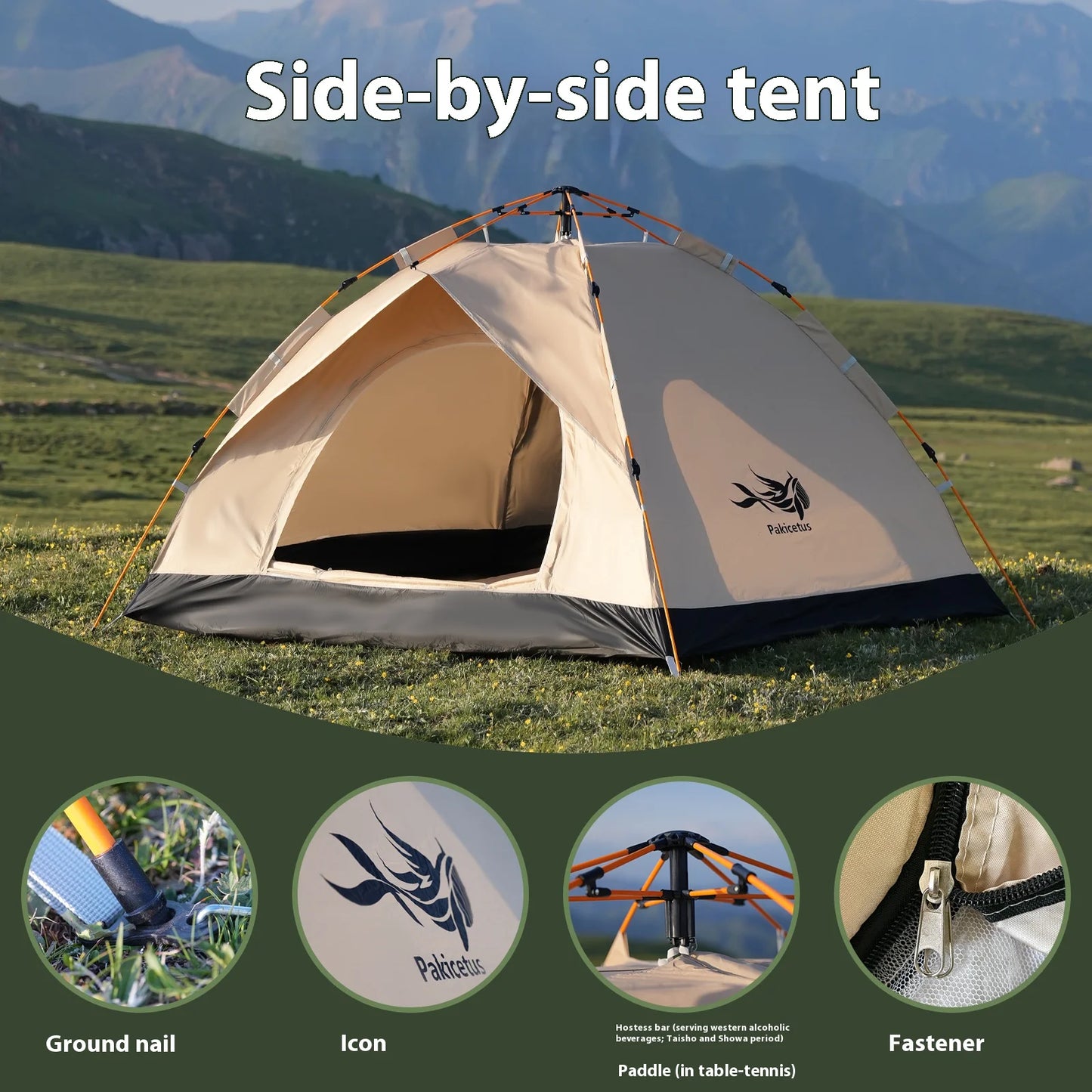 Gold Series Instant Cabin Tent - 3-4 Person All-Season Shelter for Beach, Fishing & Outdoor Travel