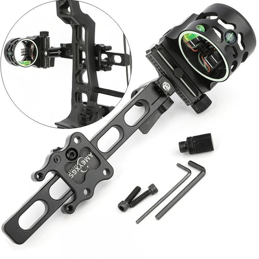 Archery Compound Bow Sight 5 Pin Micro Adjustable Sight Light Archery Hunting Shooting Ambidextrous Black Fixed Pin Sight