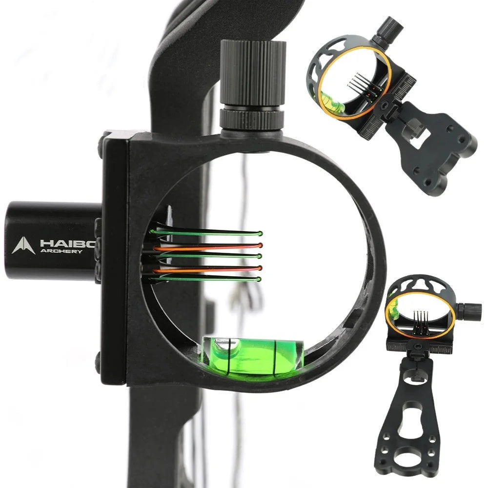 1pc Archery Compound Bow 5Pin Sight 0.019inch Optic Fiber Aluminium Bow Sight for Archery Hunting Shooting Targeting Aiming Tool