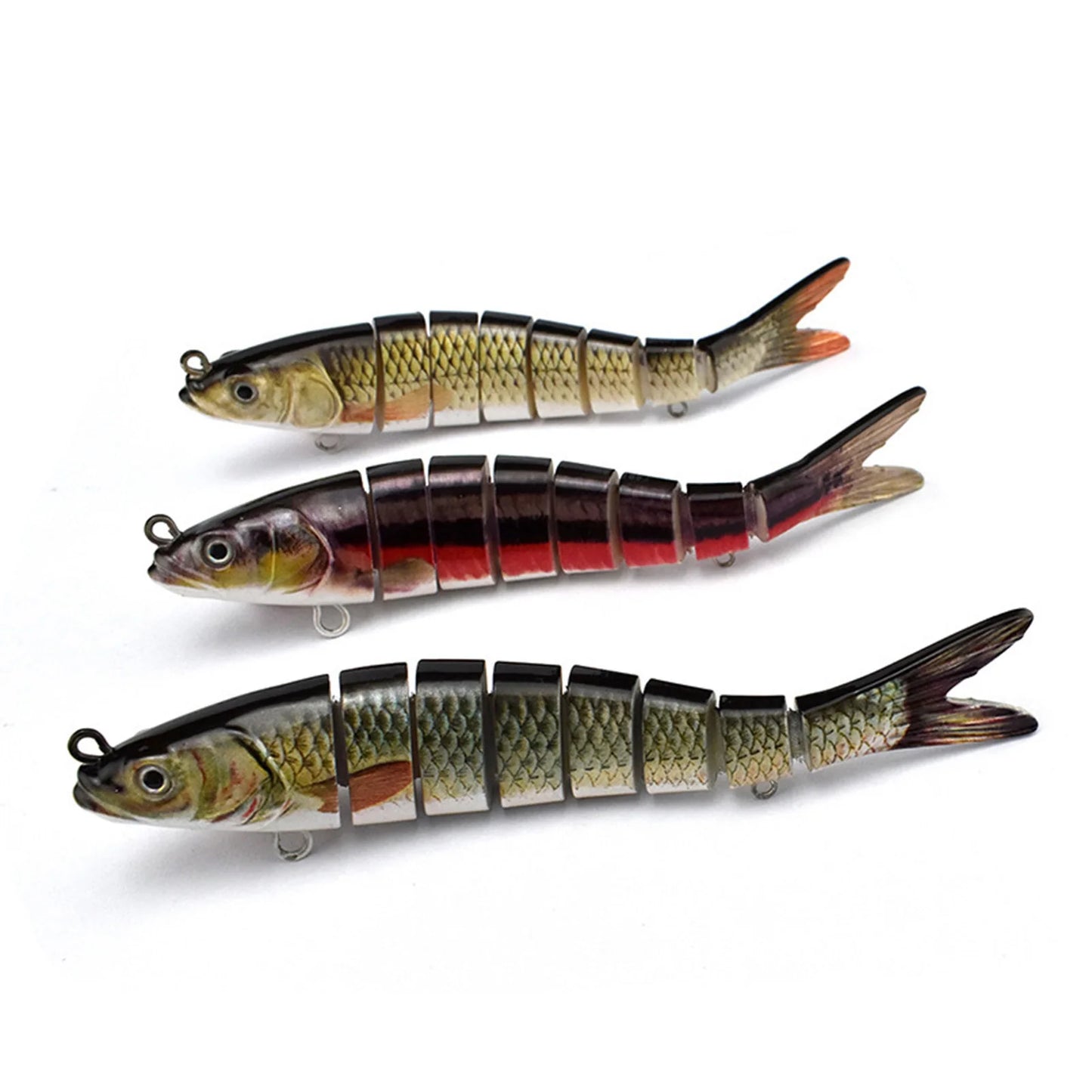 14cm 8 Section Hard Lure Bait Set 3PCS ABS Plastic Realistic Multi Joint Fishing Lure for Bass Trout Saltwater Freshwater
