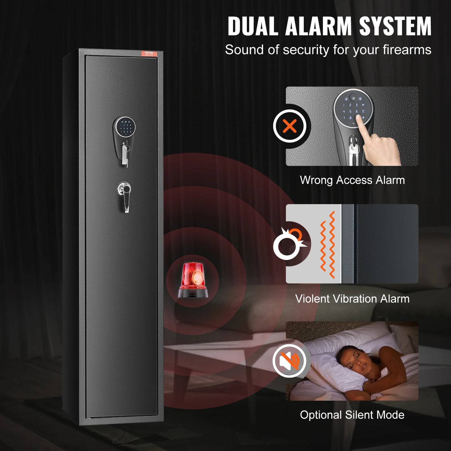 SucceBuy 3-8 Rifles Gun Safe w/ Digital Keypad & Lock Gun Storage Cabinet with Removable Storage Shelf for Home Long Gun Pistols