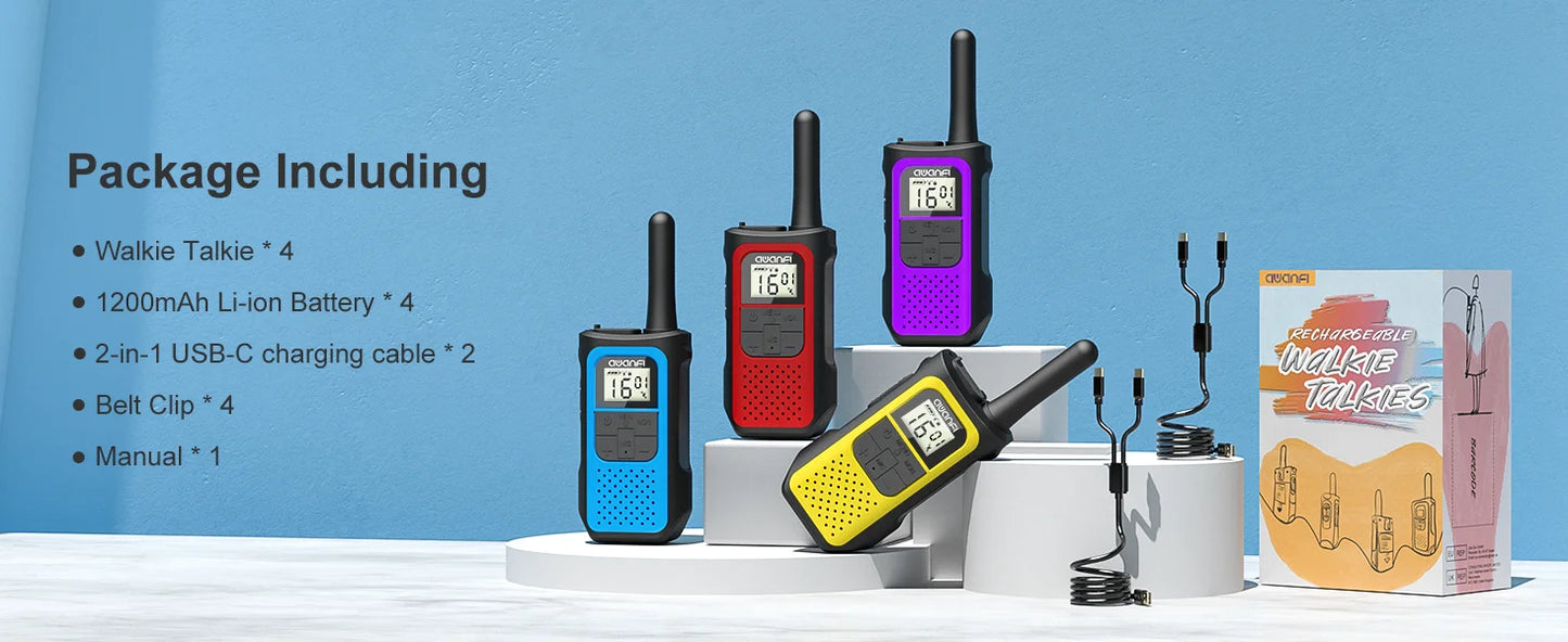 2/3/4 Pack Walkie Talkies for Adults and Kids, Long Range Rechargeable 2 Way Radios with VOX for Camping Hiking Cycling