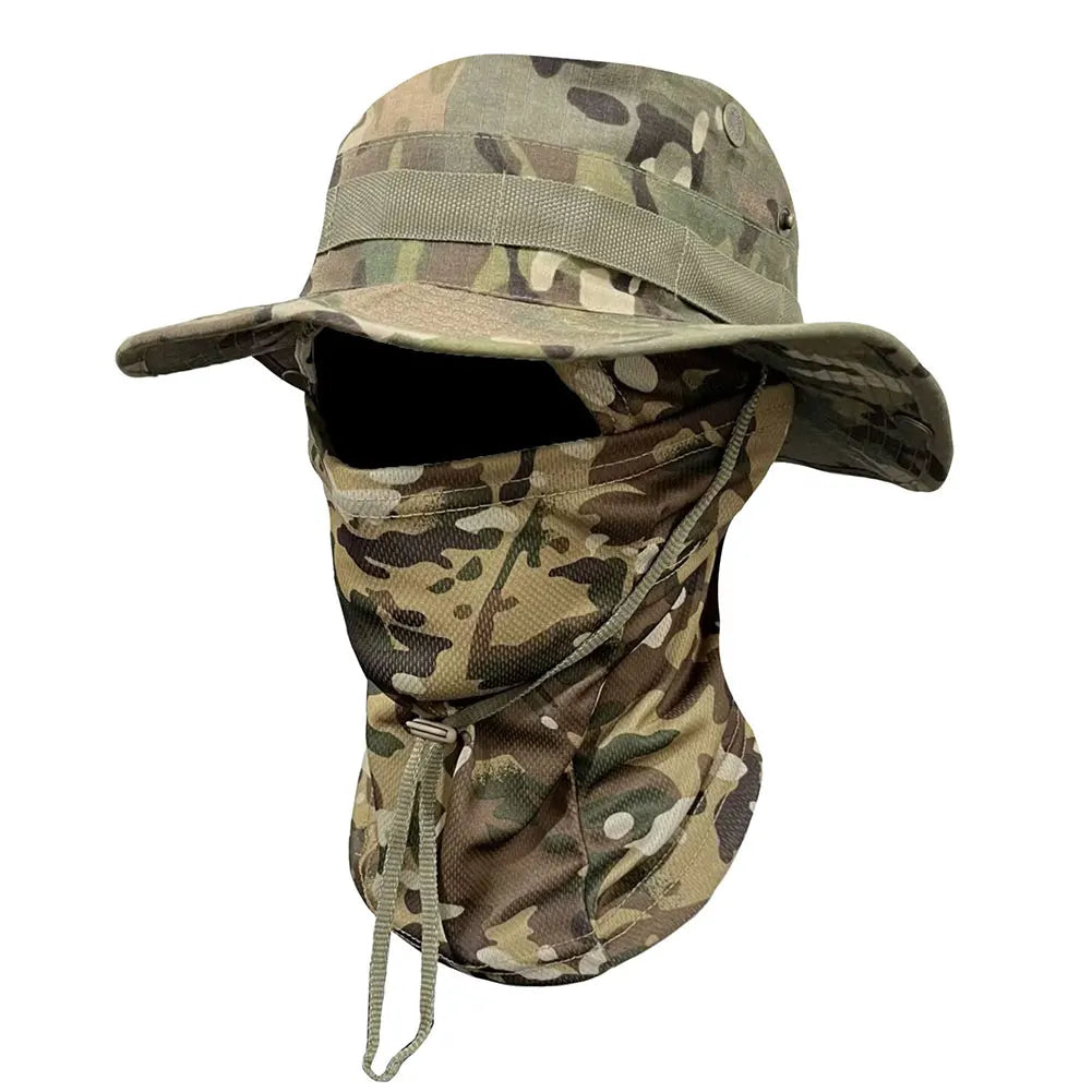 Boonie Hat Full Face Mask Set Wide Brim Fishing Hat Sun Protection Bucket Hat for Men Women Fishing Hiking Camping