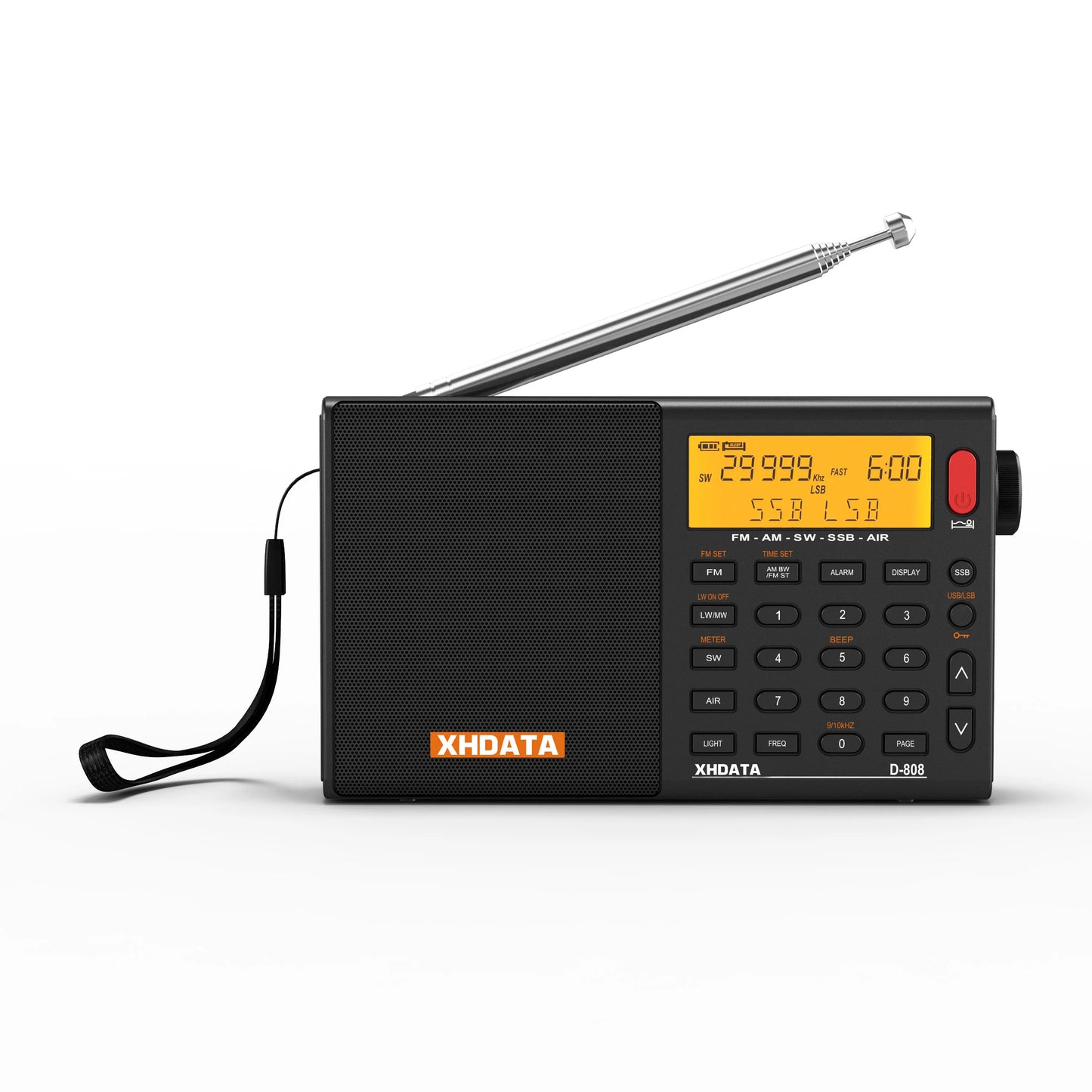 XHDATA D808 Professional AM FM SW MW AIR SSB RDS Radio Long Range Reception Portable Rechargeable Multiband Radio Stereo Sound