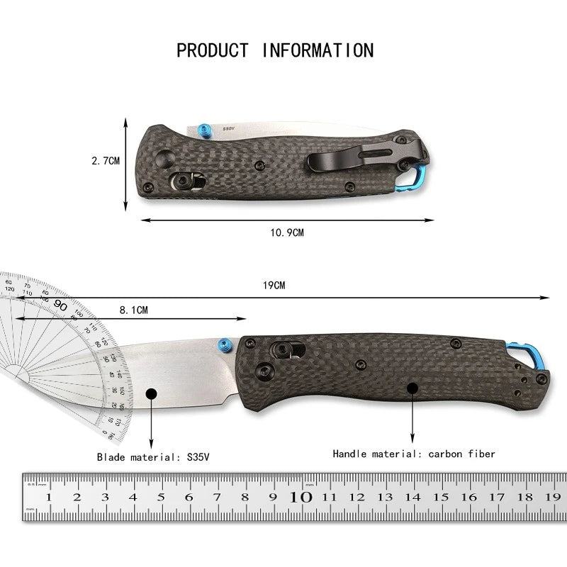 Premium Bugout 535-3 533-3 Mini Folding Knife S90V Steel Lightweight Carbon Fiber Handle Portable Outdoor Camping Hiking Tool