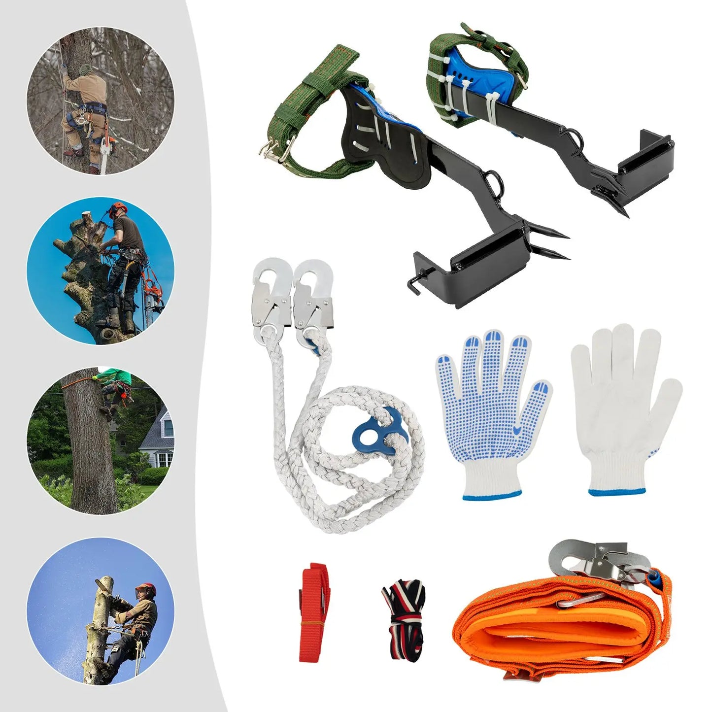 1 Set Portable Tree Climbing Spike Set with Safety Belt Practical Climbing Tree Spikes Straps Climb Trees Rope Tool