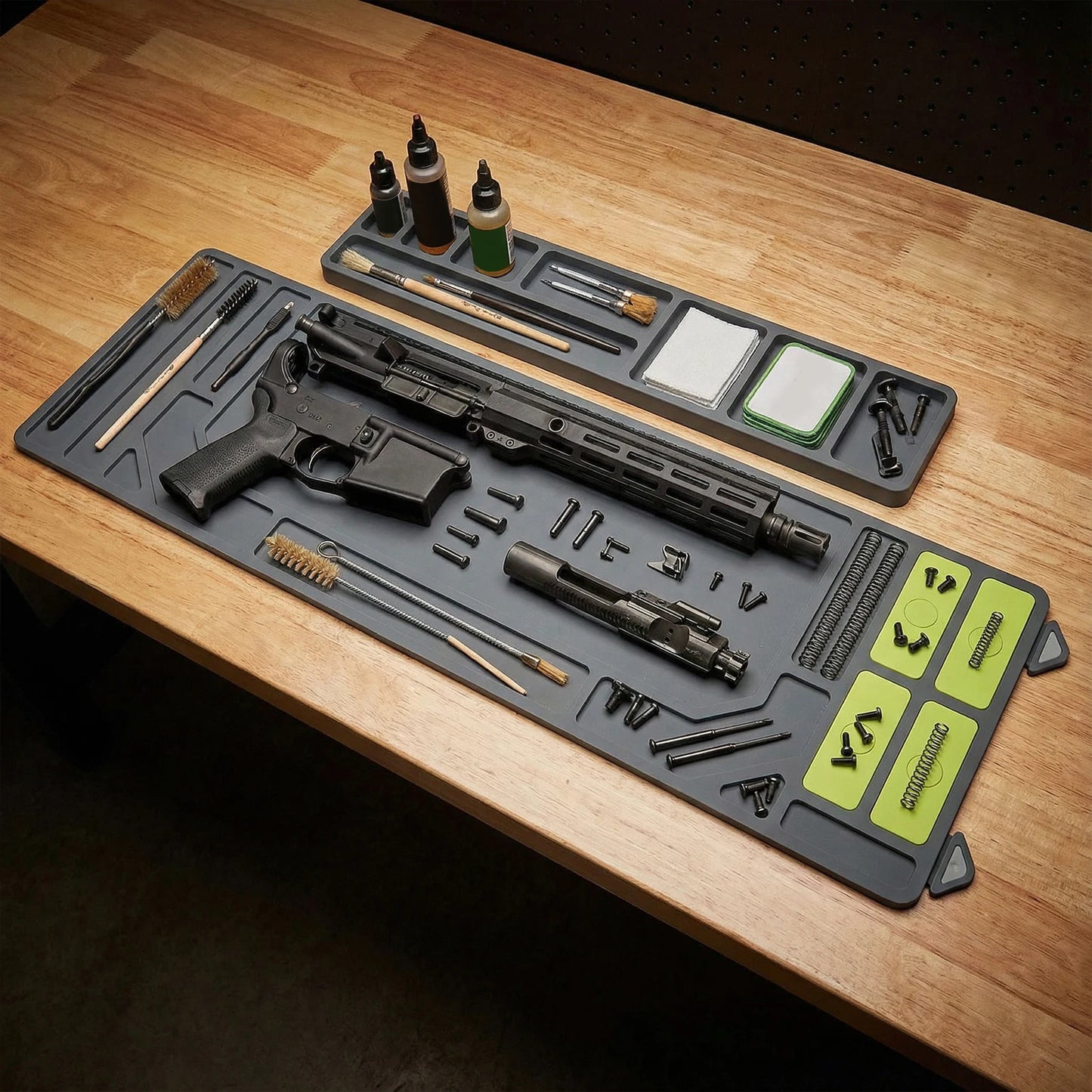 Rubberized Workbench Mat 36x10inch Organizer Parts Tray Magnetic Anti-Slip Repair Maintenance Mat Shooting Hunting Accessories