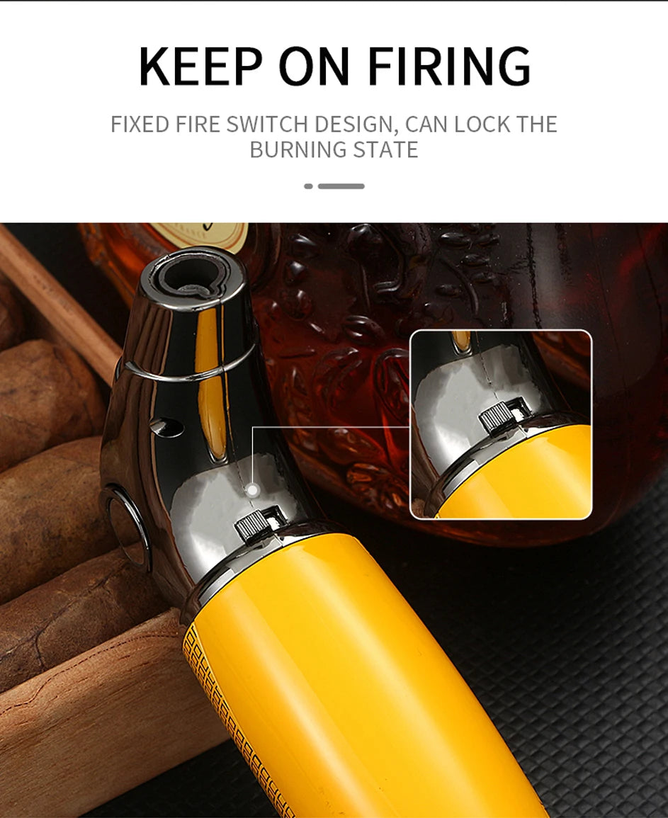 Galiner Windproof Metal Cigar Lighter 1 Jet Flame Butane Gas Gun Lighters Smoking Refillable Gift Box