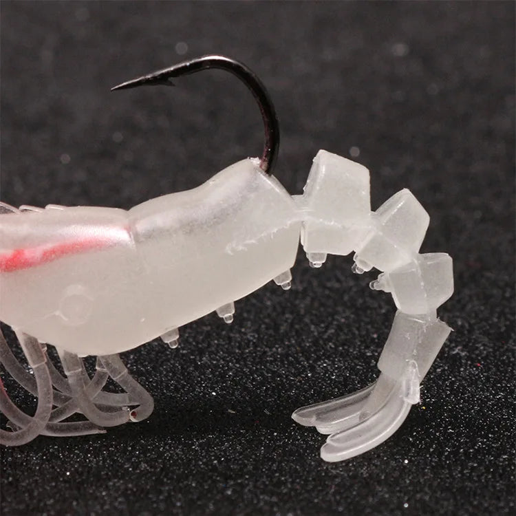 5pcs Soft Shrimp Lure Rigs Fishing Tackle Hooks Jigs Lifelike Swimbait Suitable for Freshwater/Saltwater
