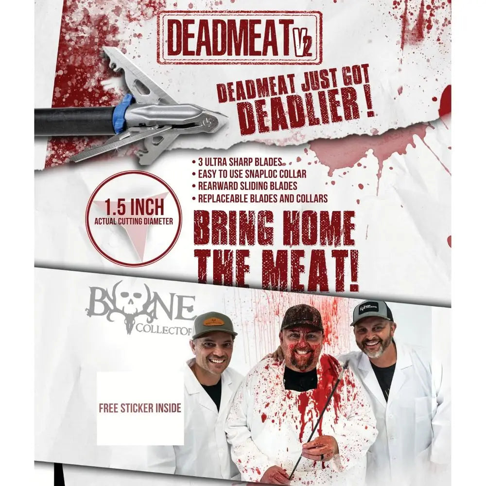 G5 Deadmeat V2 Expandable 3-Blade Broadheads | 3-Pack | 100/125 Grains | Razor Sharp 1.5" Cutting Diameter Mechanical Blades | S